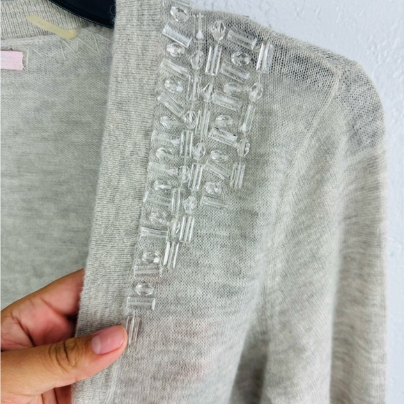 Rebecca Taylor Y2K Cashmere Bejeweled Baby Doll Pelum Grey Single Hook Cardigan - Picture 5 of 8